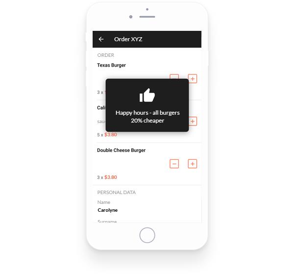 Mobile Food Ordering App Push Notifications