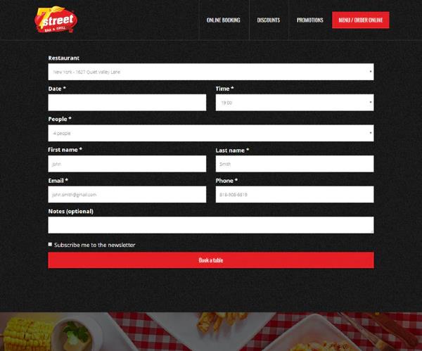 Customized Design for Restaurant Table Booking System